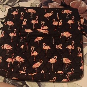 Vera Bradley Black Crossbody Bag with Pink Flamingo Print